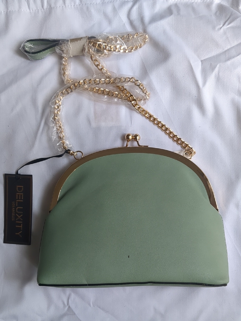Deluxity Sage Green Chain-Handle Women’s Crossbody Bag